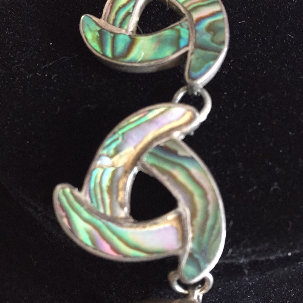 Vintage Taxco Sterling and Abalone Knot Necklace - Picture 8 of 11